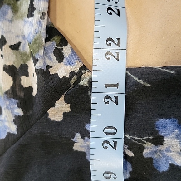 H&M Size S Ruffled Floral Chiffon Maxi Dress, Blue with Floral Pattern, NEW - Picture 8 of 16